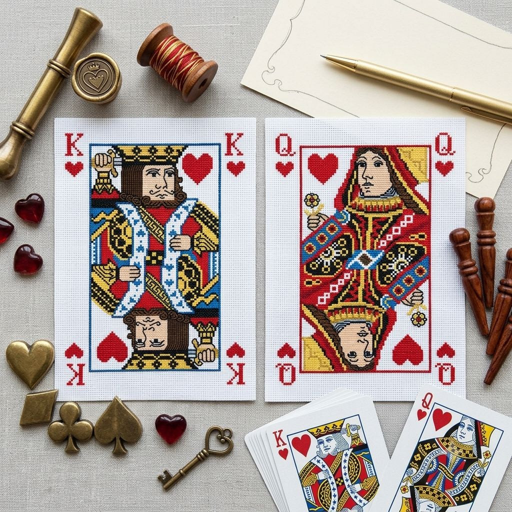 Vintage Playing Cards King and Queen of Hearts