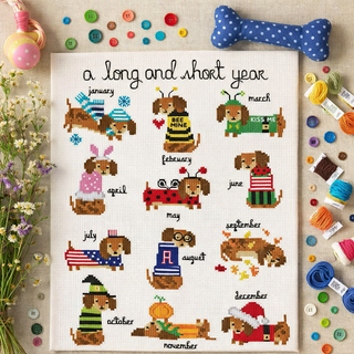 Dachshund Easy Year Round Sampler Cross Stitch Pattern
