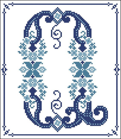 Decorative Blue Alphabet Q