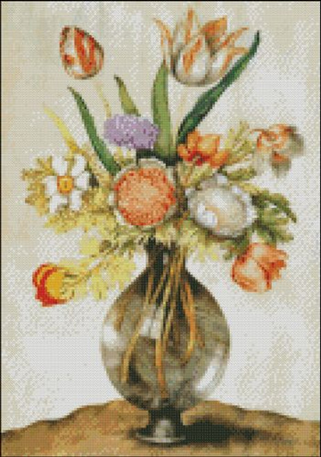 Tulips in a Glass Vase