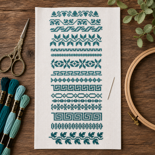 Border Motifs 003 (Leaves & Geometric)