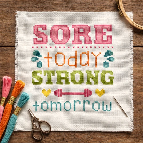 Quotables Fitness Sore Today Sports Cross Stitch Pattern