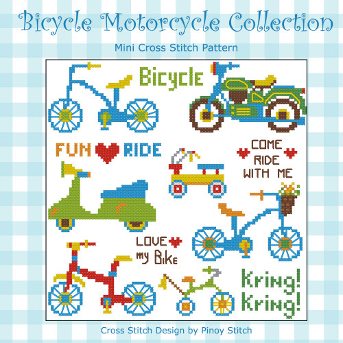 Bicycle Motorcycle Cross Stitch Pattern