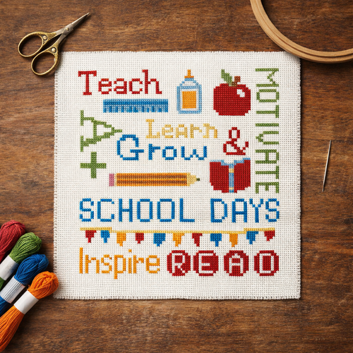 Teacher Cross Stitch Pattern Sampler