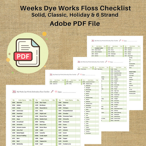 Floss Checklist Weeks Dye Works Floss Checklist 2026 | Printable Embroidery Thread Organizer PDF | Cross Stitch Supply Instant Download