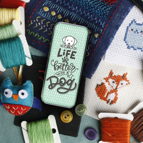 Magnetic Sewing Needle Case Animals Life is Better with a Dog