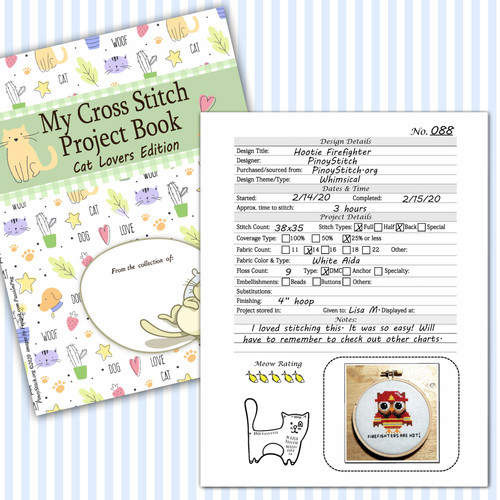 Cross Stitch Project Book Journal Cat Lovers Fur Momma Embroidery Detail Sheet Printable PDF Downloadable File Cross Stitch Project Book Journal Cat Lovers Fur Momma Embroidery Detail Sheet Printable PDF Downloadable File