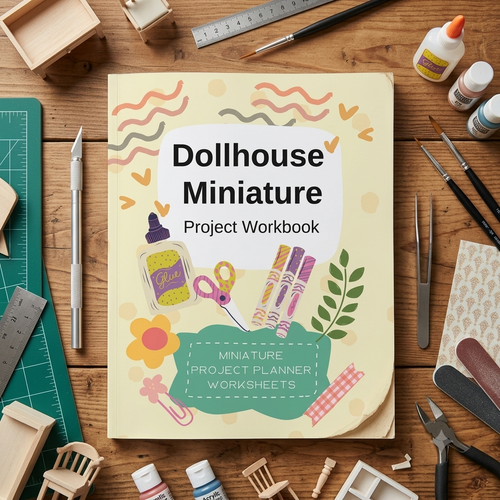 Dollhouse Miniature Project Workbook Miniature Project Planner Worksheets for Miniature Model Builders Gift for Miniaturist 