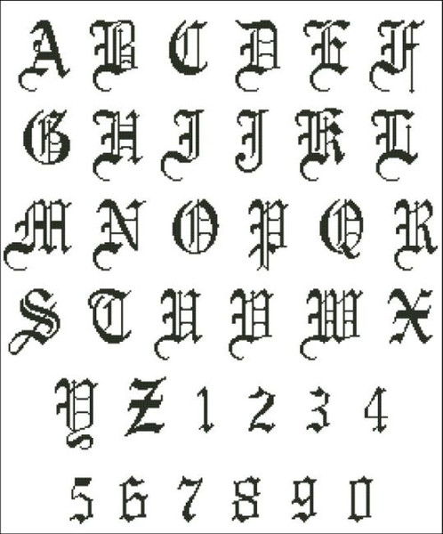 Old English Alphabet - PinoyStitch