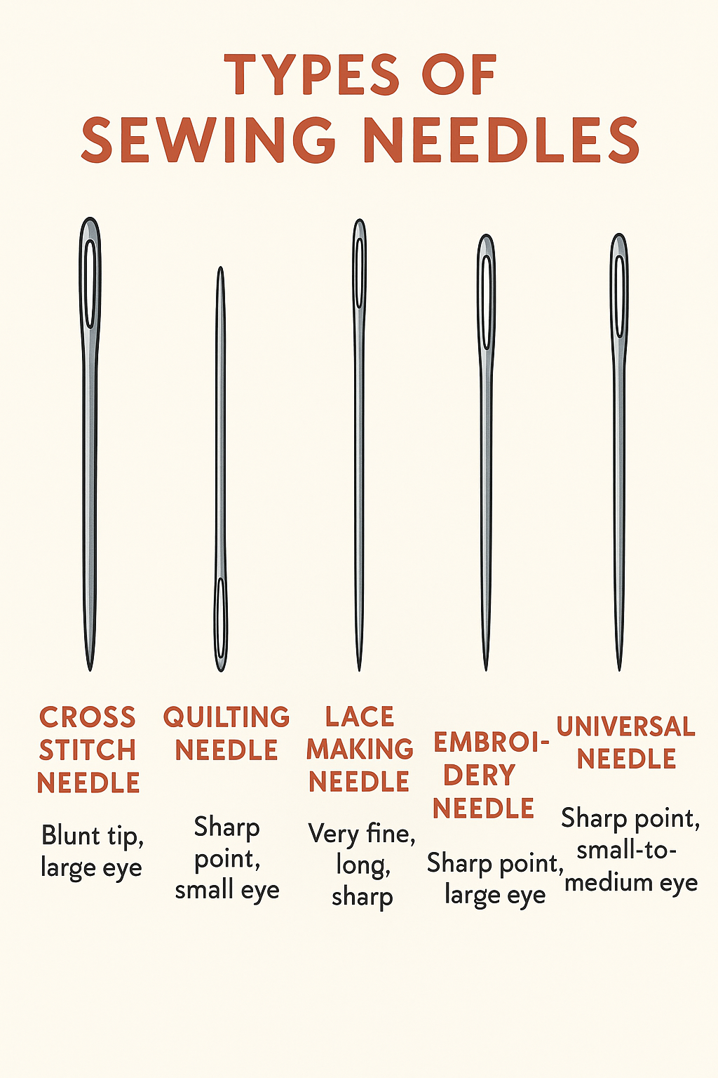 Types of Sewing Needles: A Complete Guide for Cross Stitch, Quilting, and Lace Making