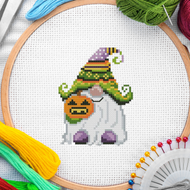 Whimsical Gnome Pumpkin Mini Cross Stitch Pattern PDF