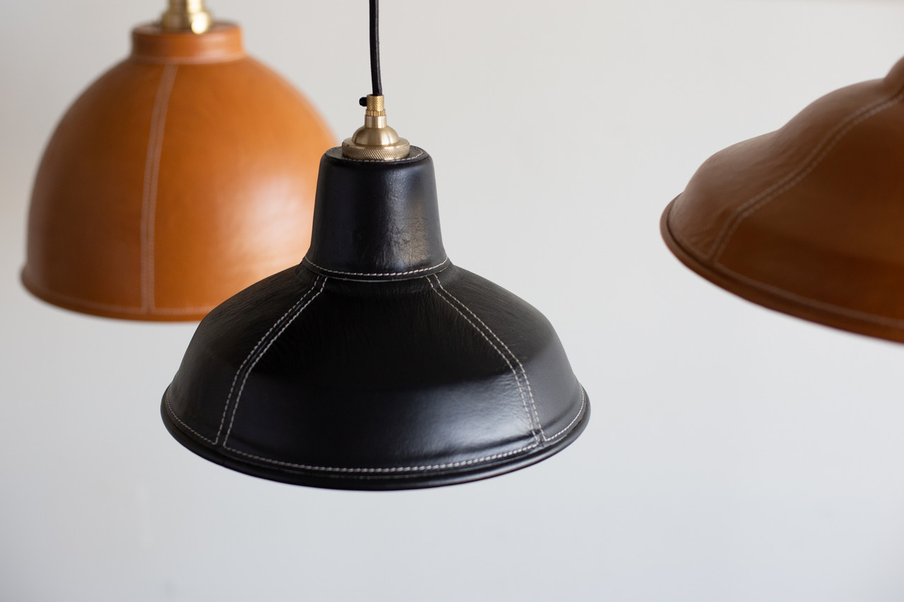 black leather lamp shades