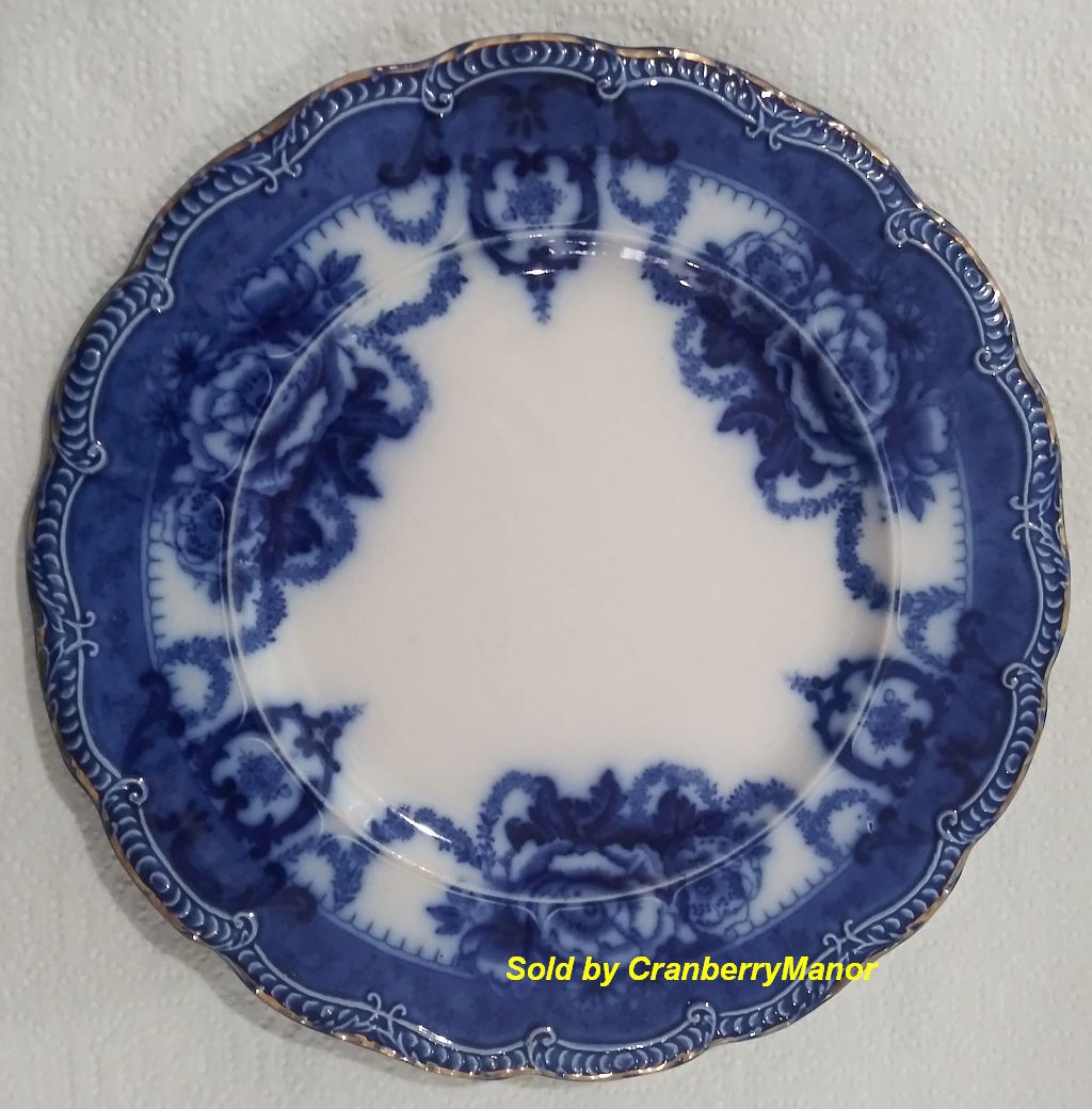 Ridgway Roxbury Royal Porcelain Flow Blue Plate Antique
