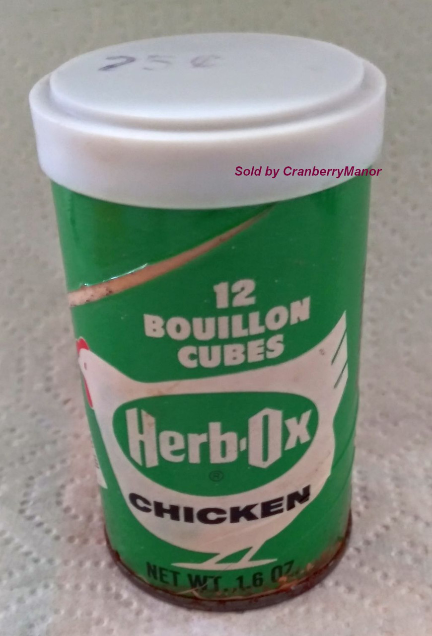 Herb Ox Chicken Bouillon Tin Canister Vintage Cooking Baking