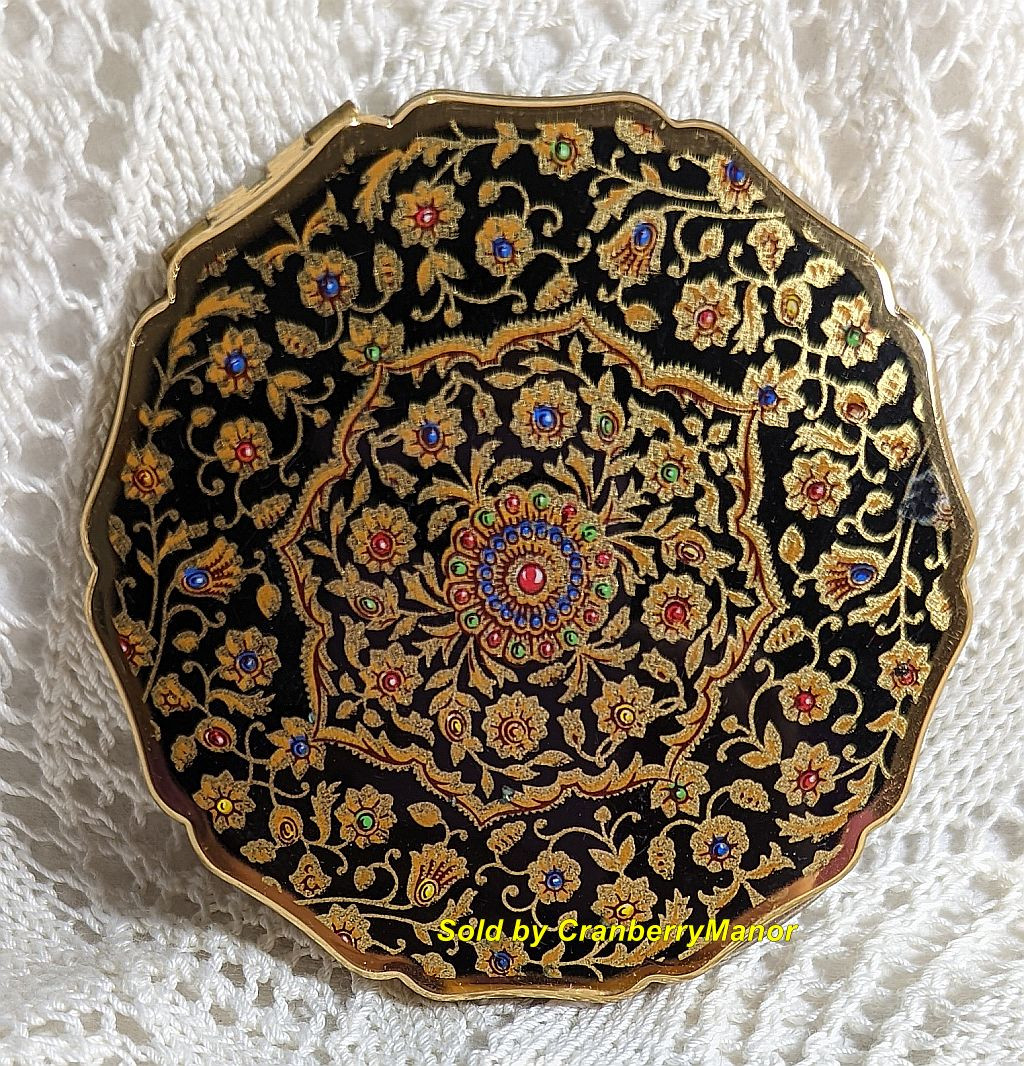 Stratton England Compact Mirror Floral Makeup Vintage Designer