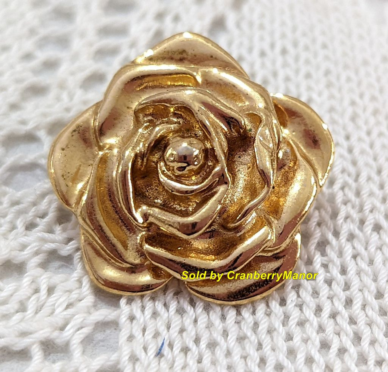 Yves Saint Laurent YSL Rose Pin Brooch Vintage Designer Fashion Jewelry