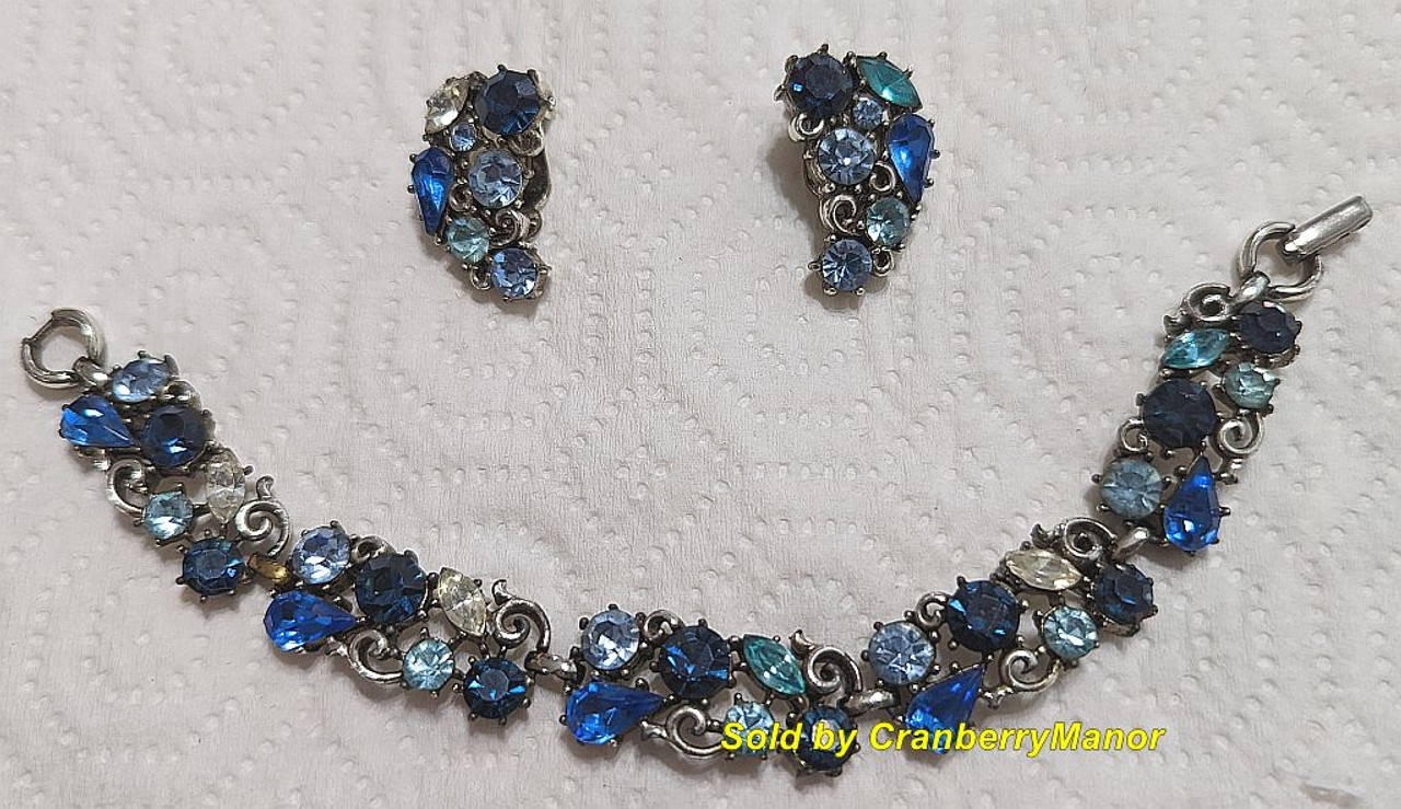 Blue sales rhinestone bracelet