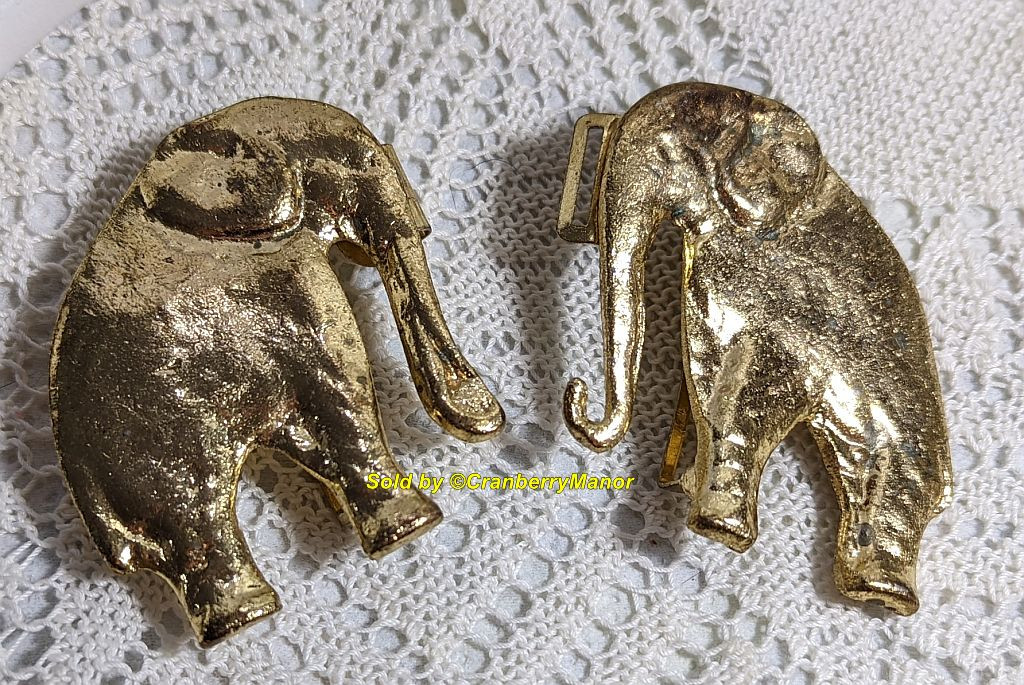 Vintage Gold & Rhinestone elephant belt buckle Vintage 1980sDElephant Belt Buckle with Rhinestone Eyes - QUIRK main image 2