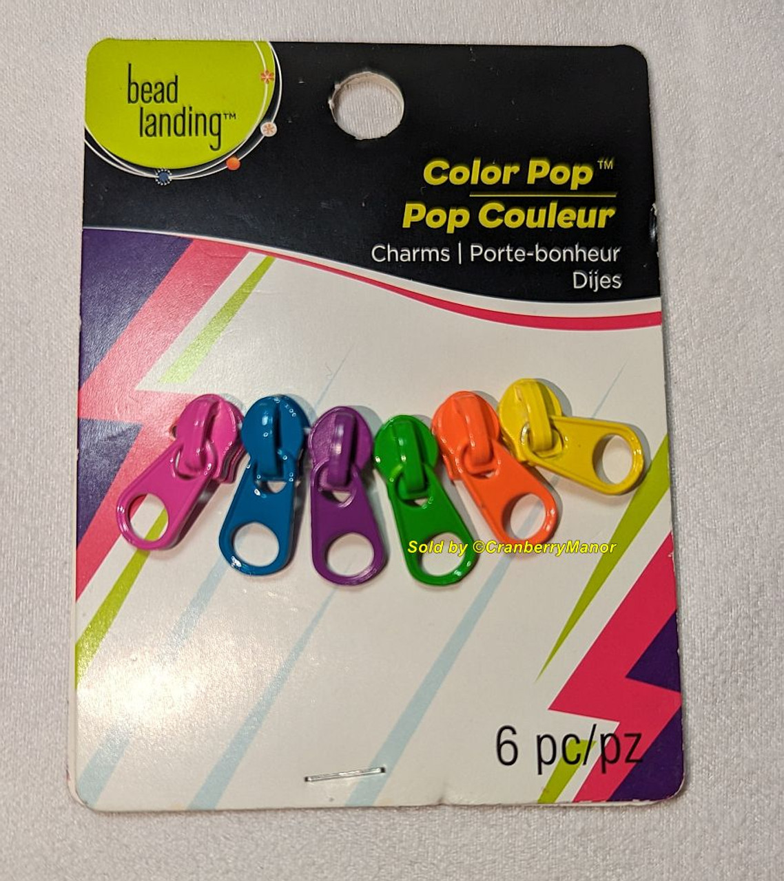 Michael's Bead Landing Color Pop Zipper Charms NOS Nip