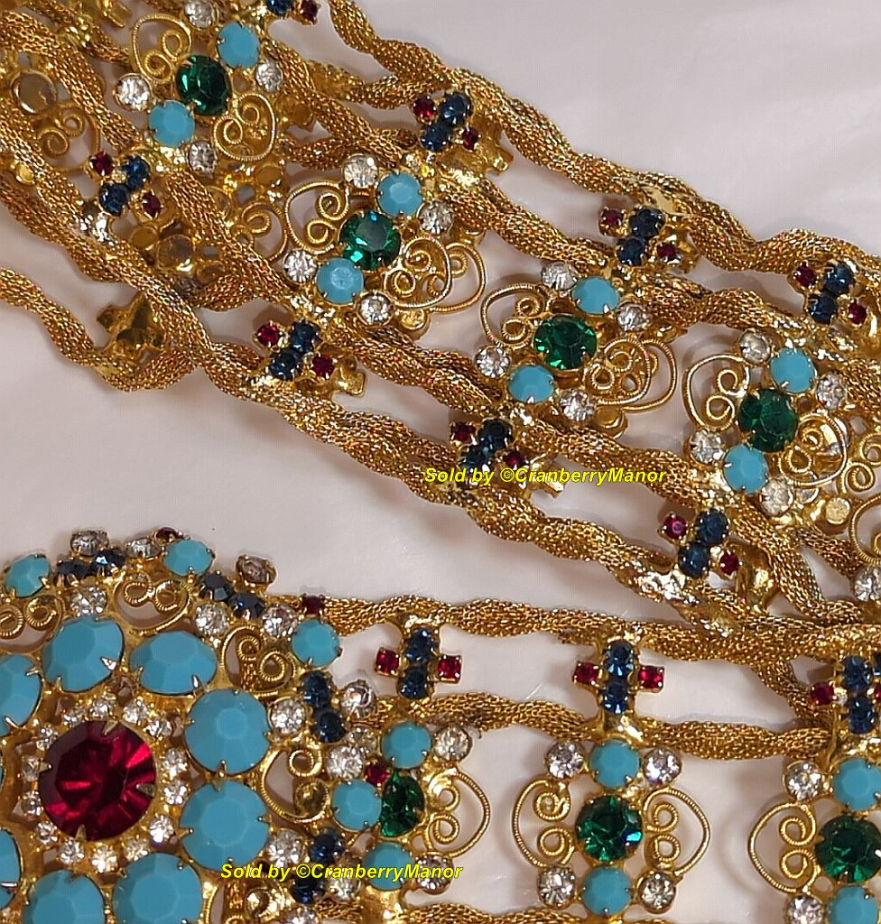 Vintage Juliana Delizza & Elster D&E Rhinestone Turquoise Gold Belt Vintage Juliana Delizza & Elster D&E Rhinestone Belt main image 4