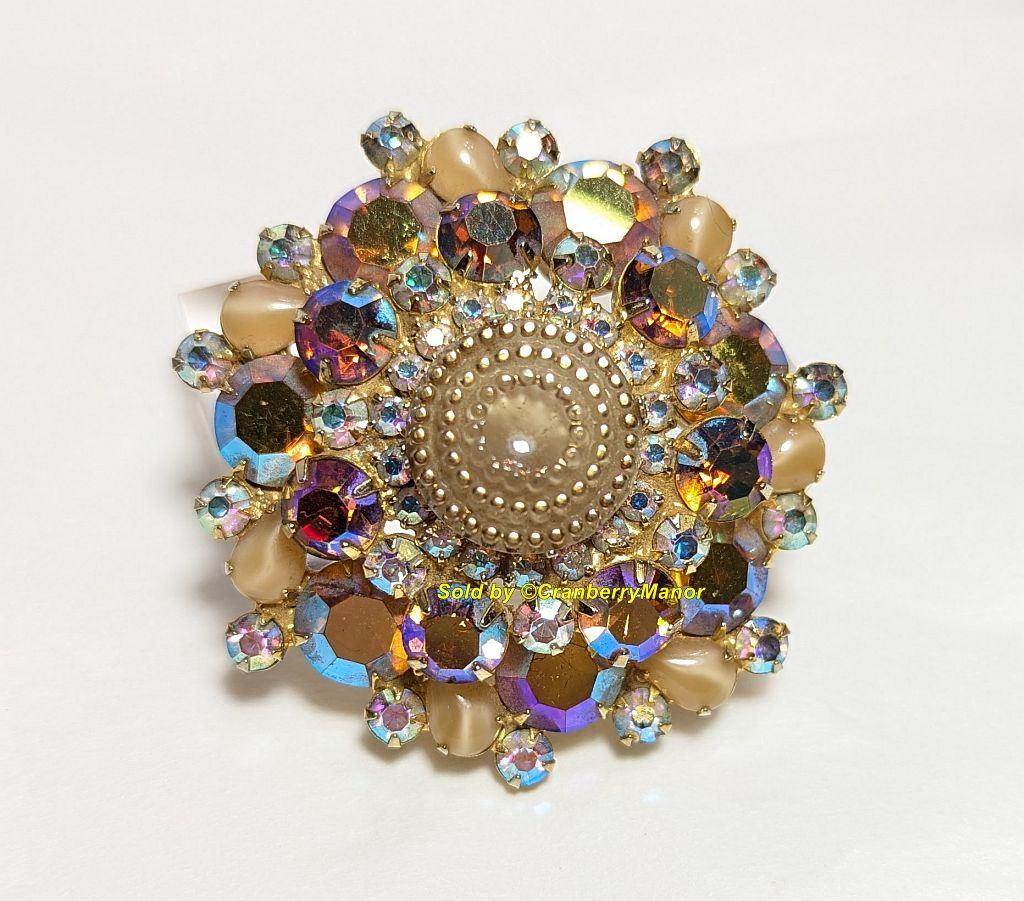 Juliana D&E Brooch Birthday Cake Pin Vintage Delizza Elster  Vintage Designer Julianna D&E Amber Crystal Paisley Brooch main image 0