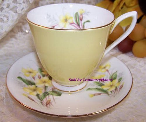 Royal Albert Yellow Primrose Tea Cup Saucer  Vintage