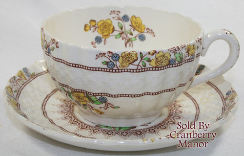 Copeland Spode Buttercup Tea Cup Saucer Vintage Designer Earthenware