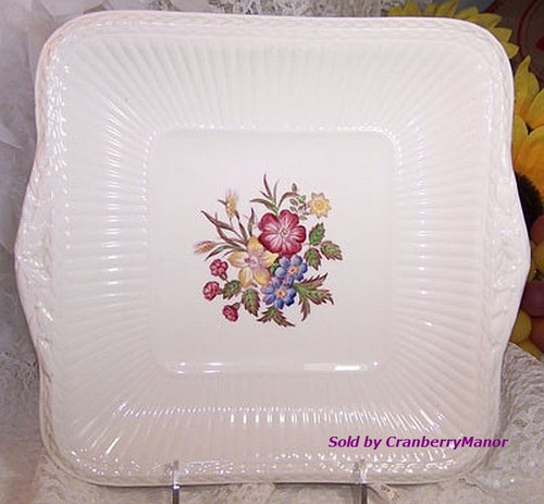 Wedgwood Meadow Cavalier Square Cake Plate Vintage Designer Stoneware