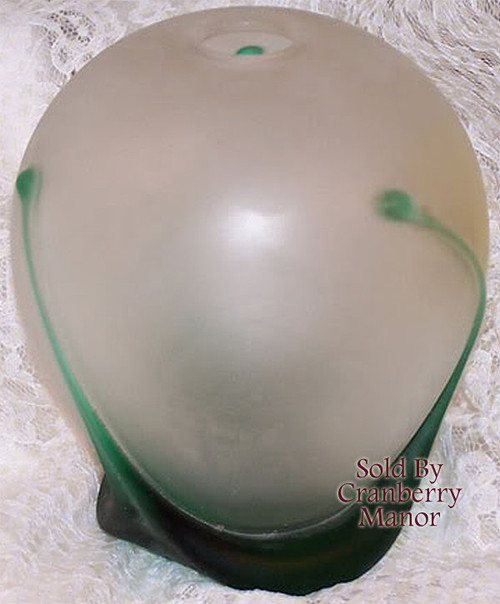 Michael Shearer Spirit Art Glass Emerald Green Frosted Vase Vintage