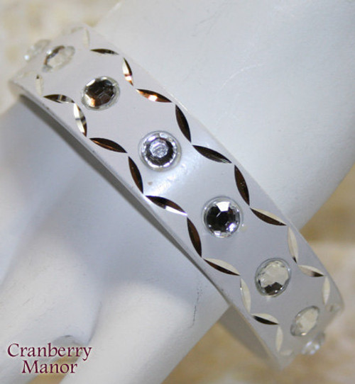 Bangle Bracelet White Crystal Rhinestone Vintage Fashion Jewelry Gift