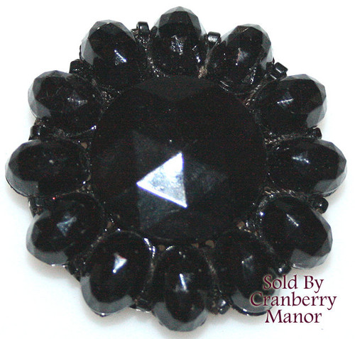 Black Bead Brooch Jet Mourning Goth Clip Pin Vintage Fashion Jewelry Gift