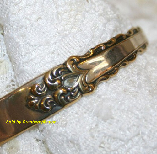 International Sterling Silver Gold Vermeil Art Nouveau Revival Bangle Bracelet Vintage