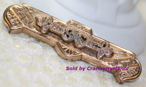 Taille d'Epargne Etruscan Revival Victorian Bar Pin Antique Brooch Vintage Jewelry