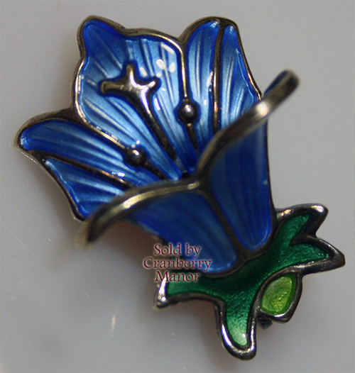 David Andersen Brooch Sterling Silver Bluebell Guilloche Vintage Norway Designer Jewelry