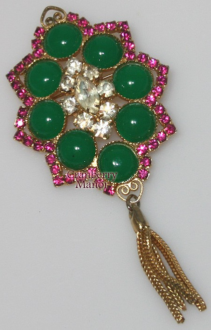 Juliana D&E Studio Girl Rhinestone Brooch Pendant Choker Necklace Vintage Delizza Elster Designer Fashion Jewelry
