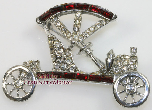 Pell Crystal Rhinestone Buggy Car Brooch Vintage Designer Fashion Jewelry