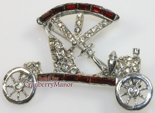 Pell Brooch Ruby Red Crystal Buggy Car Pin Vintage Automobile Designer Fashion Jewelry Gift