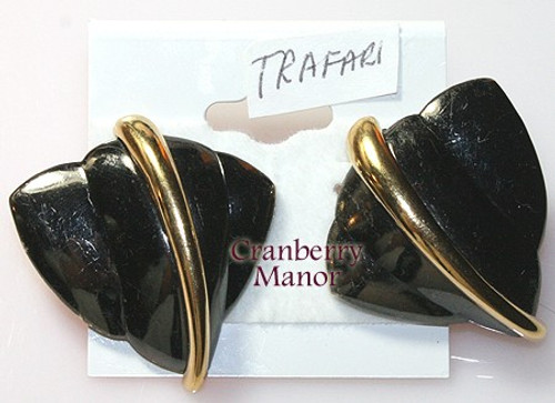 Trifari Hematite Earrings Vintage Totally 80s Jewelry Original Card