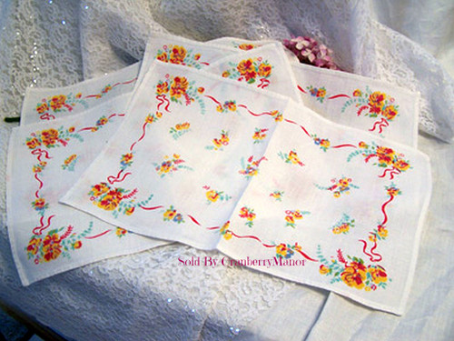 4 Pansy Springtime Flower Place Mats Linens Vintage Mid Century 1950s Gift