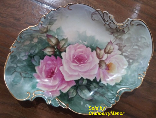 Rose Freeform Plate Hand Painted Whimsy Display Dish Vintage China