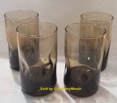 Blenko Glass Dimpled Smoky Cup Lot 4 Vintage Designer Barware Gift