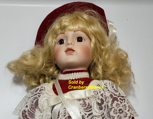 Music Box Porcelain Doll in Red Vintage What the World Needs Now is Love