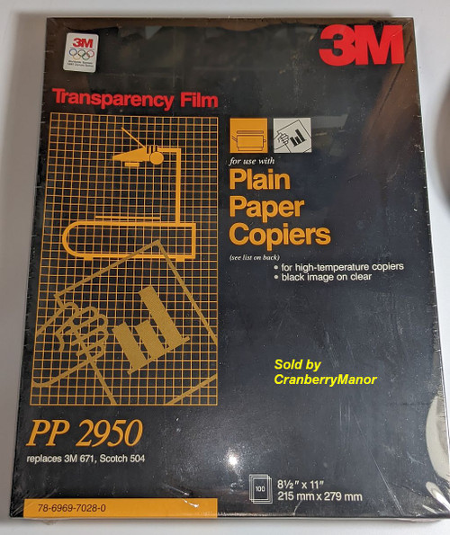 3M Transparency Film PP 2950 For Plain Paper Copiers Vintage Computing NOS NIB