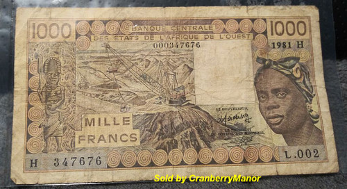 1000 Mille Francs West African States Banque Centrale