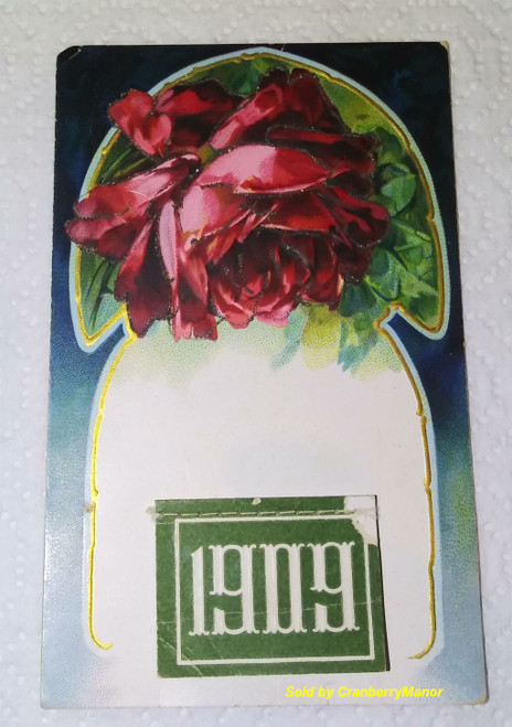 1909 Rose Calendar Postcard Antique