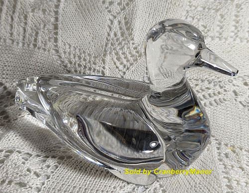 Baccarat Crystal Duck Glass Mallard Figurine Vintage Designer Home Decor Gift