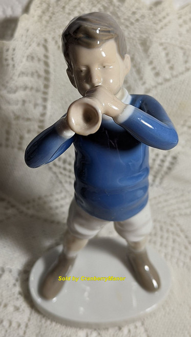 Bing Grondahl Denmark Boy Trumpet Figurine Vintage Copenhagen Designer China Gift