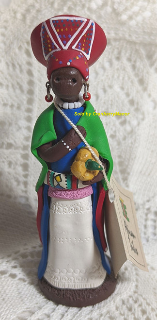 African Tribes Series Zulu Matron Clay Doll Vintage South Africa Designer