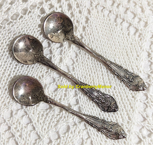 Sterling Silver Salt Dip Spoon 3 Vintage Antique Designer