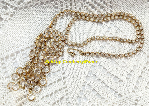 Crystal Chandelier Rhinestone Dangle Necklace Vintage Jewelry
